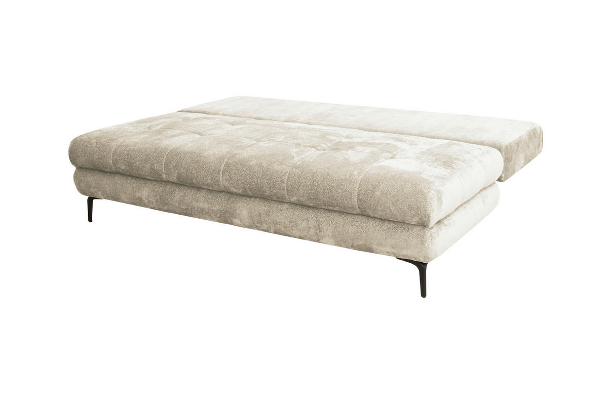 SCHLAFSOFA Chenille Creme  - Creme/Schwarz, KONVENTIONELL, Textil/Metall (203/94/96cm) - Carryhome