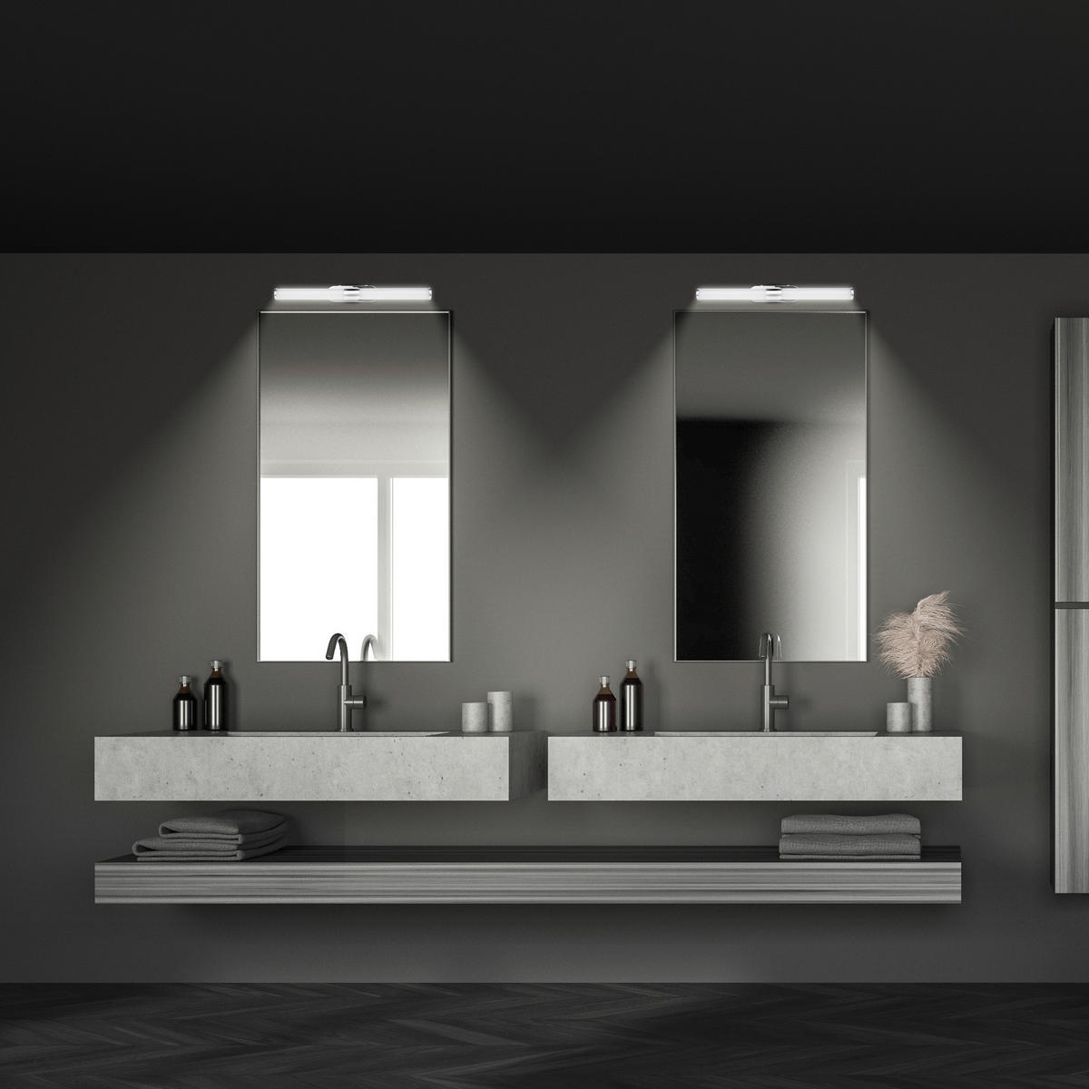 BADEZIMMER-WANDLEUCHTE - Chromfarben, KONVENTIONELL, Kunststoff (40/6,5/4,5cm) - Briloner