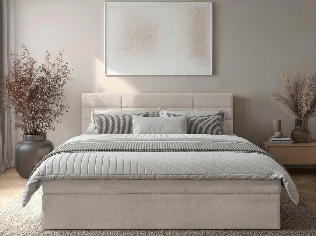 BOXBETT 160/200 cm  Creme  - Creme/Schwarz, Konventionell, Holz/Kunststoff (160/200cm) - Carryhome