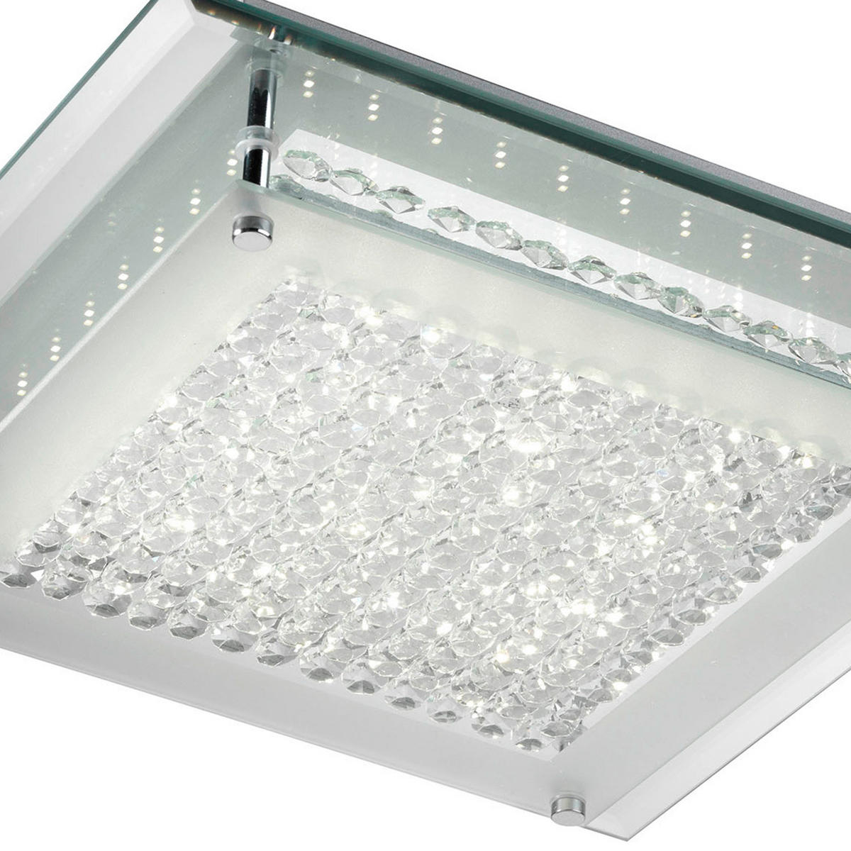 LED-DECKENLEUCHTE 34/34/7 cm   - Klar/Chromfarben, Design, Glas/Metall (34/34/7cm)