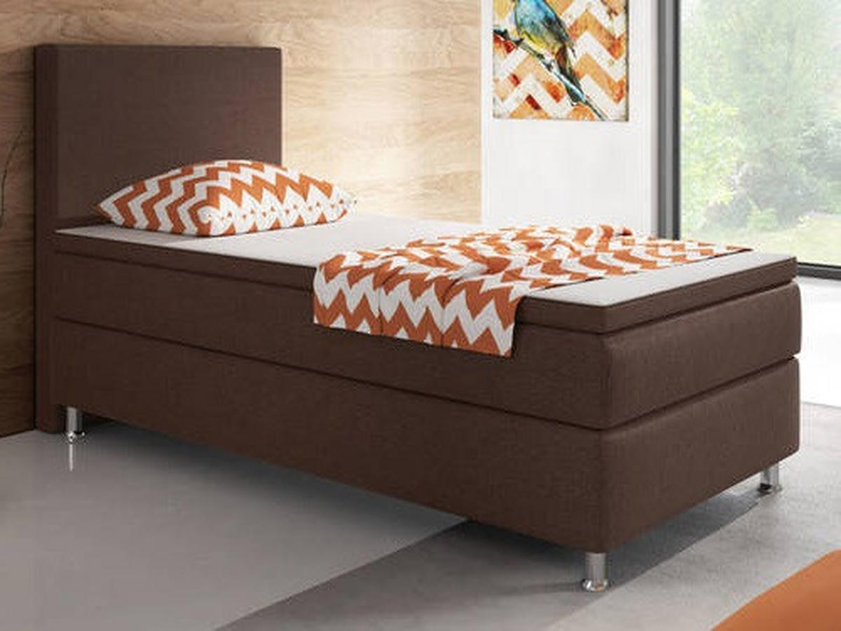 BOXSPRINGBETT 90/200 cm  in Braun  - Silberfarben/Braun, KONVENTIONELL, Textil/Metall (90/200cm) - MID.YOU