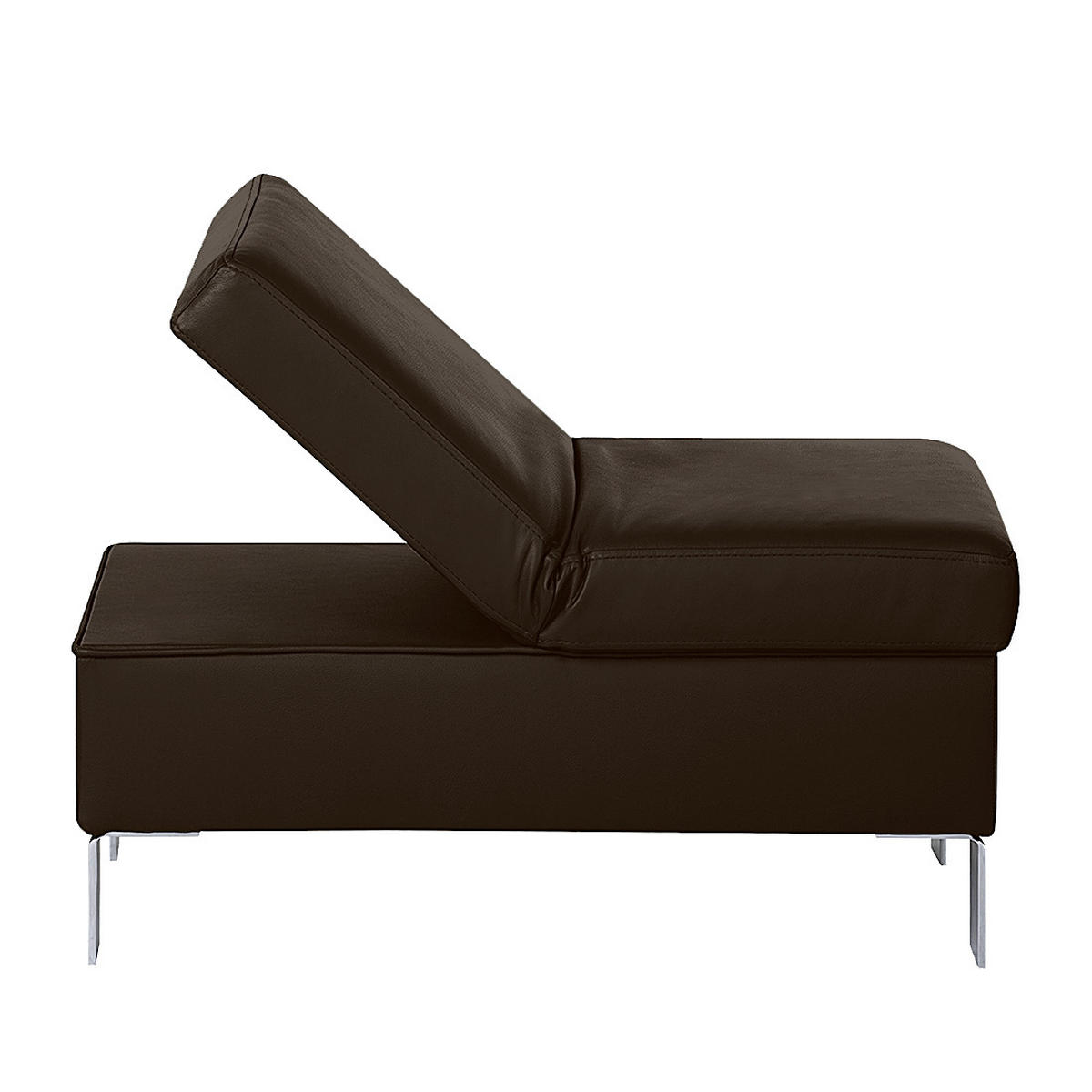 HOCKER in Leder Dunkelbraun  - Chromfarben/Dunkelbraun, Design, Leder/Metall (91/44/57cm) - Livetastic