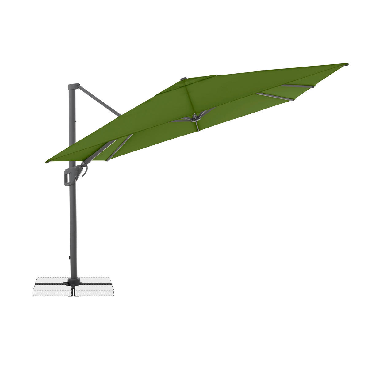 AMPELSCHIRM 300x300 cm  - Anthrazit/Grün, Design, Textil/Metall (300/300cm) - Amatio