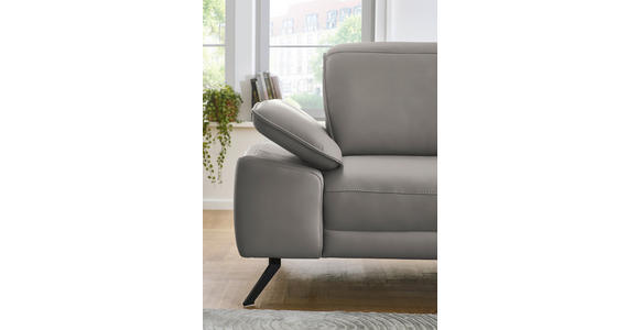 ECKSOFA in Echtleder Hellgrau 332/193 cm - Hellgrau/Schwarz, Design, Leder/Metall (332/193cm) - Dieter Knoll