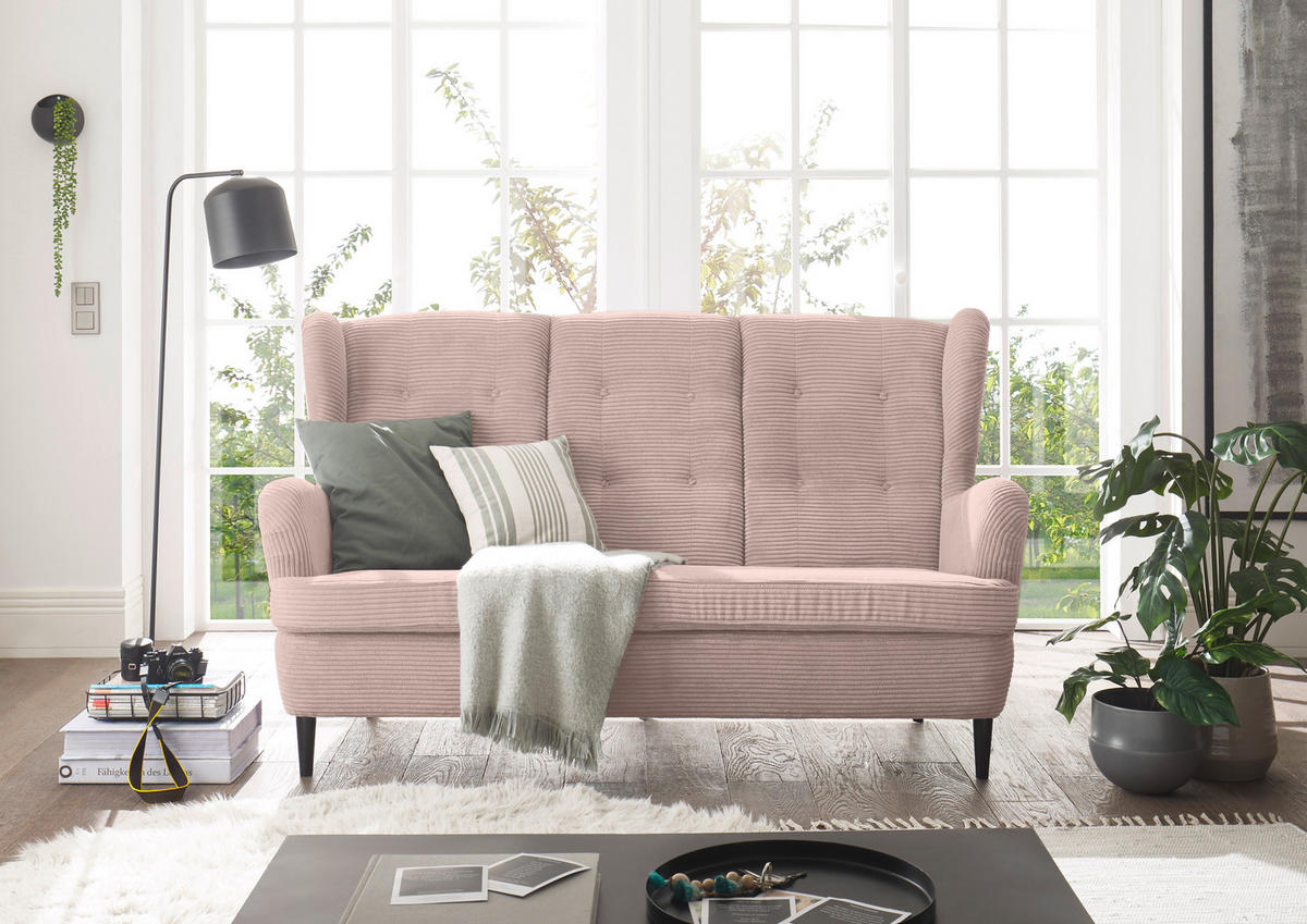 KÜCHENSOFA in Textil Hellrosa  - Hellrosa/Schwarz, Konventionell, Holz/Textil (176/103/98cm) - MID.YOU