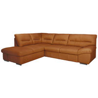 ECKSOFA Cognac Echtleder Bettkasten, Schlaffunktion  - Chromfarben/Cognac, Design, Leder/Metall (216/268cm) - Livetastic