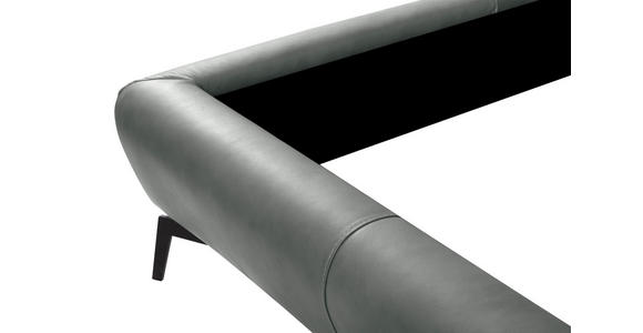 POLSTERBETT 180/200 cm,  in Grau, gepolstertes Kopfteil,  - Schwarz/Grau, Design, Leder/Metall (180/200cm) - Esposa