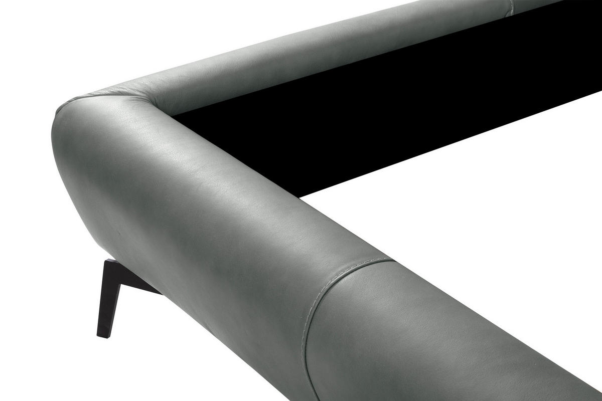 POLSTERBETT gepolstertes Kopfteil Grau 180/200 cm  - Schwarz/Grau, Design, Leder/Metall (180/200cm) - Esposa