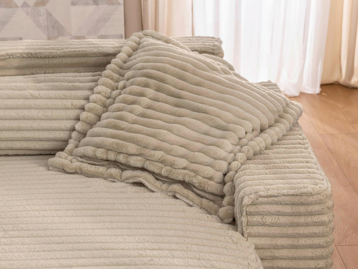 ECKSOFA Curduroy in Cord Hellbraun Rückenkissen  251/142 cm  - Hellbraun/Schwarz, Design, Kunststoff/Textil (251/142cm) - P & B