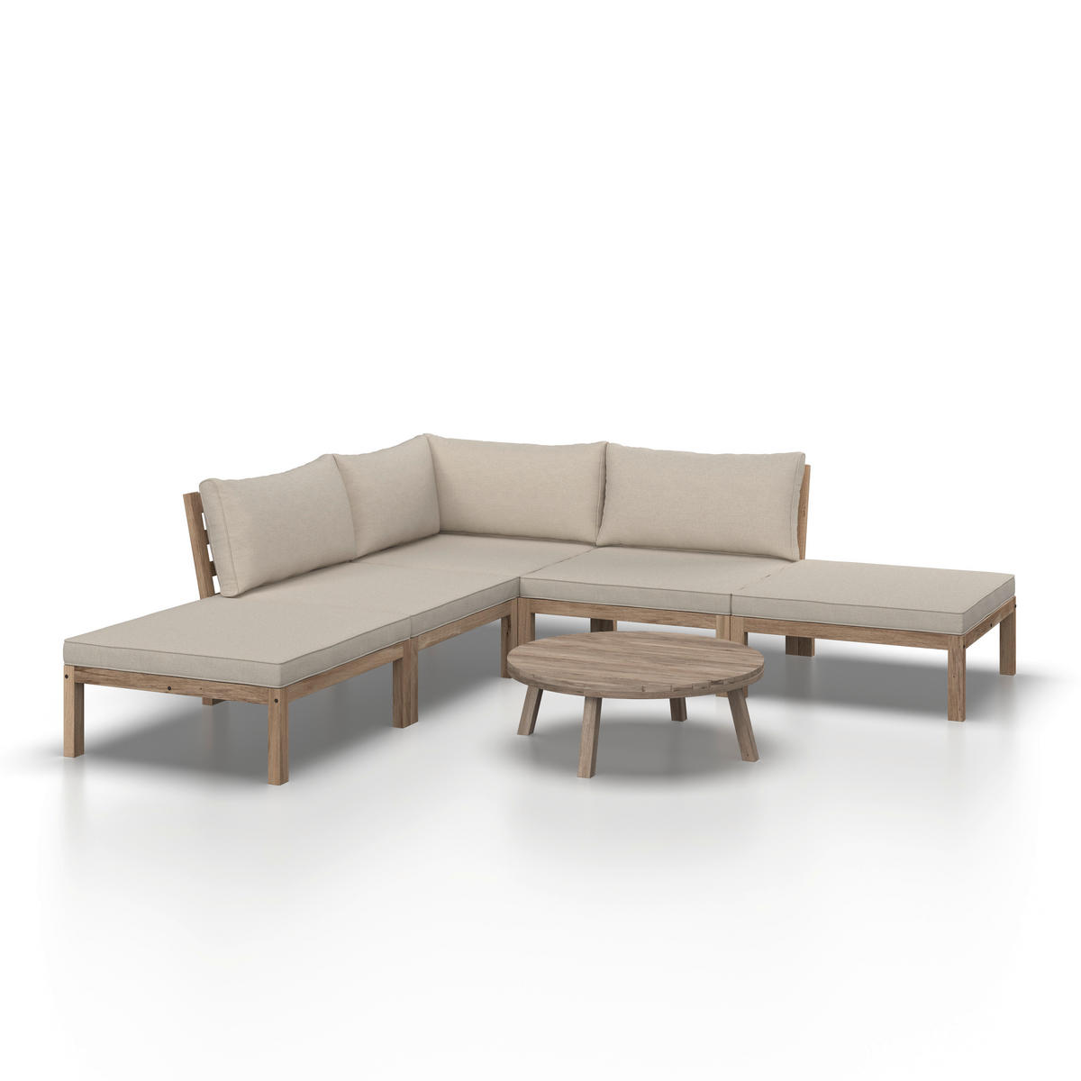 BAŠTENSKA GARNITURA  - boja akacije/krem, Moderno, drvo/tekstil (250/250cm) - Bessagi Garden