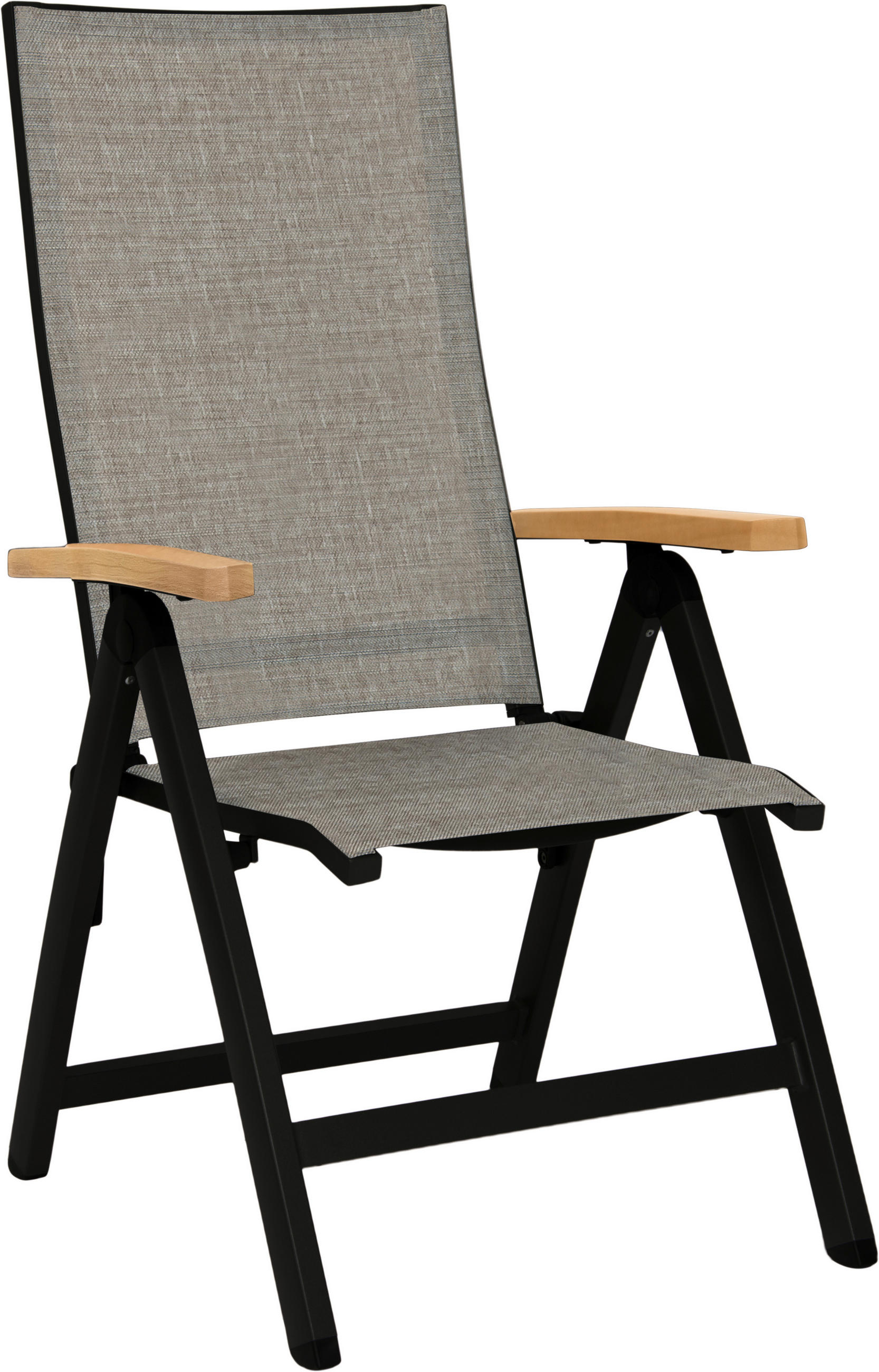 GARTENKLAPPSESSEL in Holz, Metall, Textil Grau, Schwarz  - Schwarz/Grau, Design, Holz/Textil (60/113/75cm) - Stern