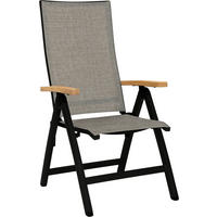 GARTENKLAPPSESSEL in Holz, Metall, Textil Grau, Schwarz  - Schwarz/Grau, Design, Holz/Textil (60/113/75cm) - Stern