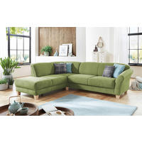 ECKSOFA 212/257 cm  in Flachgewebe Grün Bettkasten, Sitztiefenverstellung  212/257 cm  - Naturfarben/Grün, KONVENTIONELL, Holz/Textil (212/257cm) - Sit & More