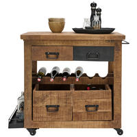 BARWAGEN   - Schwarz/Naturfarben, KONVENTIONELL, Holz/Holzwerkstoff (97/43/85cm) - Landscape