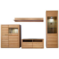 WOHNWAND La Paz  in Buchefarben  319/209/51 cm  - Buchefarben/Silberfarben, Design, Glas/Holz (319/209/51cm) - Livetastic