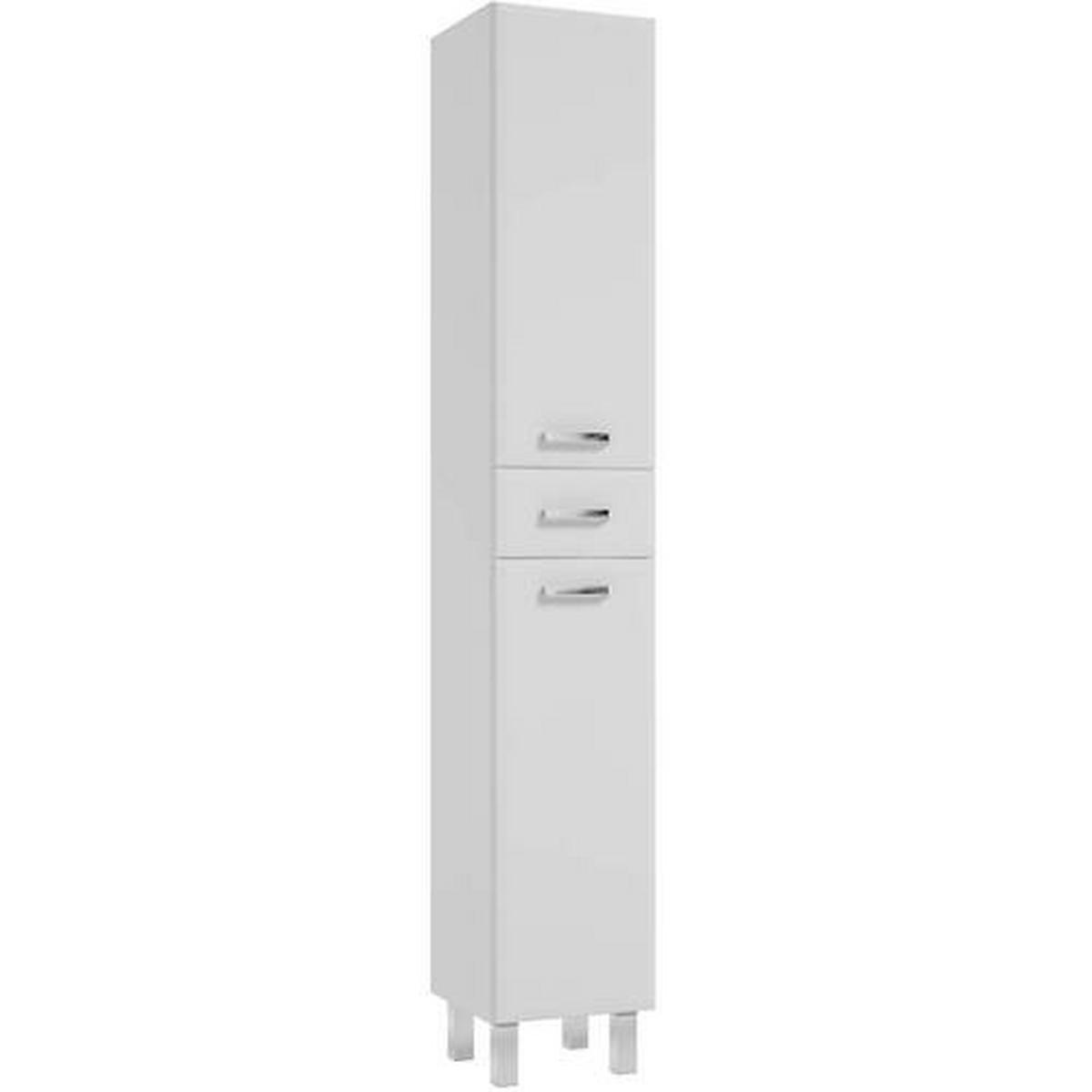 HOCHSCHRANK 32,5/193,5/33 cm  - Chromfarben/Weiß, MODERN, Holzwerkstoff/Metall (32,5/193,5/33cm) - MID.YOU