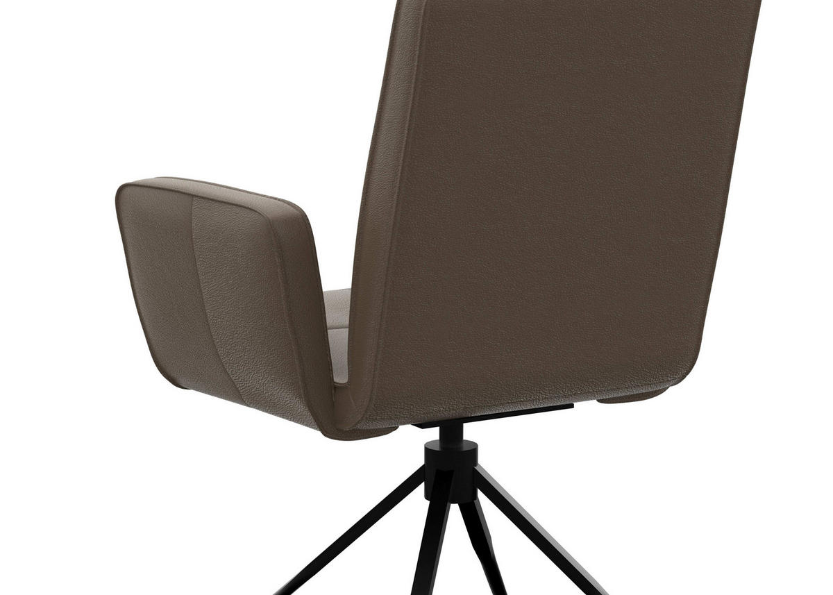 ARMLEHNSTUHL  in Stahl Echtleder pigmentiert  - Schwarz/Grau, Design, Leder/Metall (65/91/58cm) - Moderano