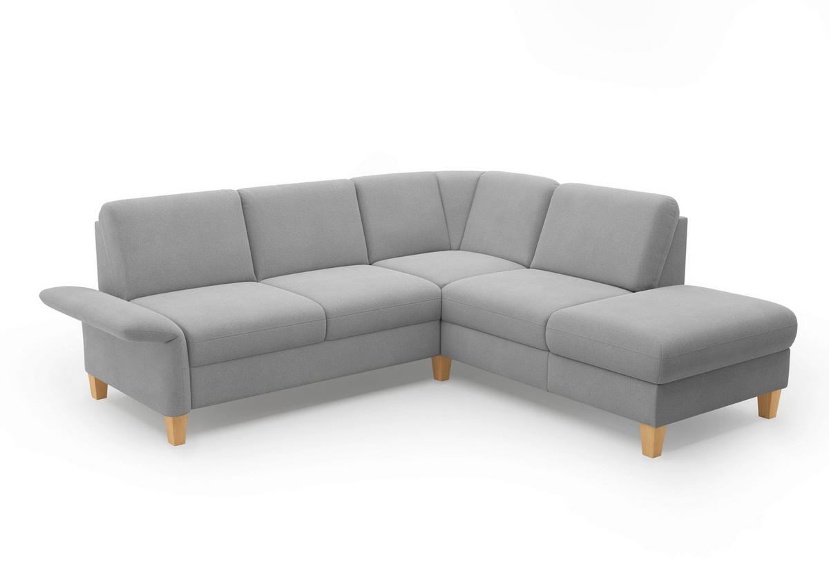 ECKSOFA ROCHELLE E Grau Flachgewebe  - Eichefarben/Grau, KONVENTIONELL, Holz/Textil (240/216cm) - Sit & More