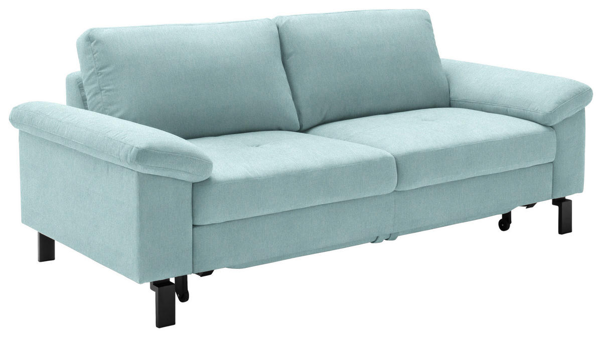 2,5-SITZER in Velours Türkis  - Türkis/Schwarz, Design, Textil/Metall (206/86/97cm) - Pure Home Lifestyle