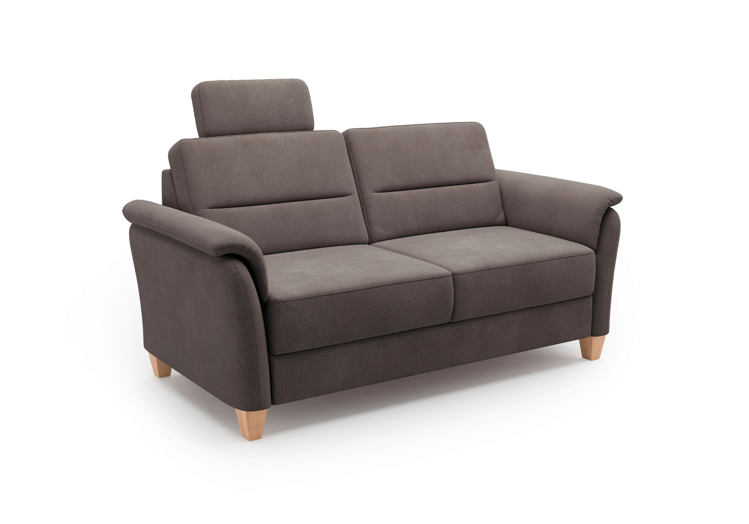 3-SITZER-SOFA Flachgewebe Dunkelbraun  - Eichefarben/Dunkelbraun, KONVENTIONELL, Holz/Textil (179/89/89cm) - Sit & More