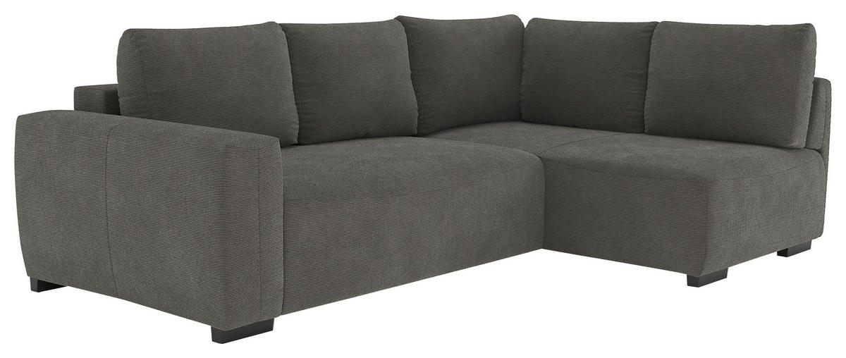 ECKSOFA  in Cord Anthrazit  - Anthrazit/Schwarz, Trend, Kunststoff/Textil (252/170cm) - MID.YOU