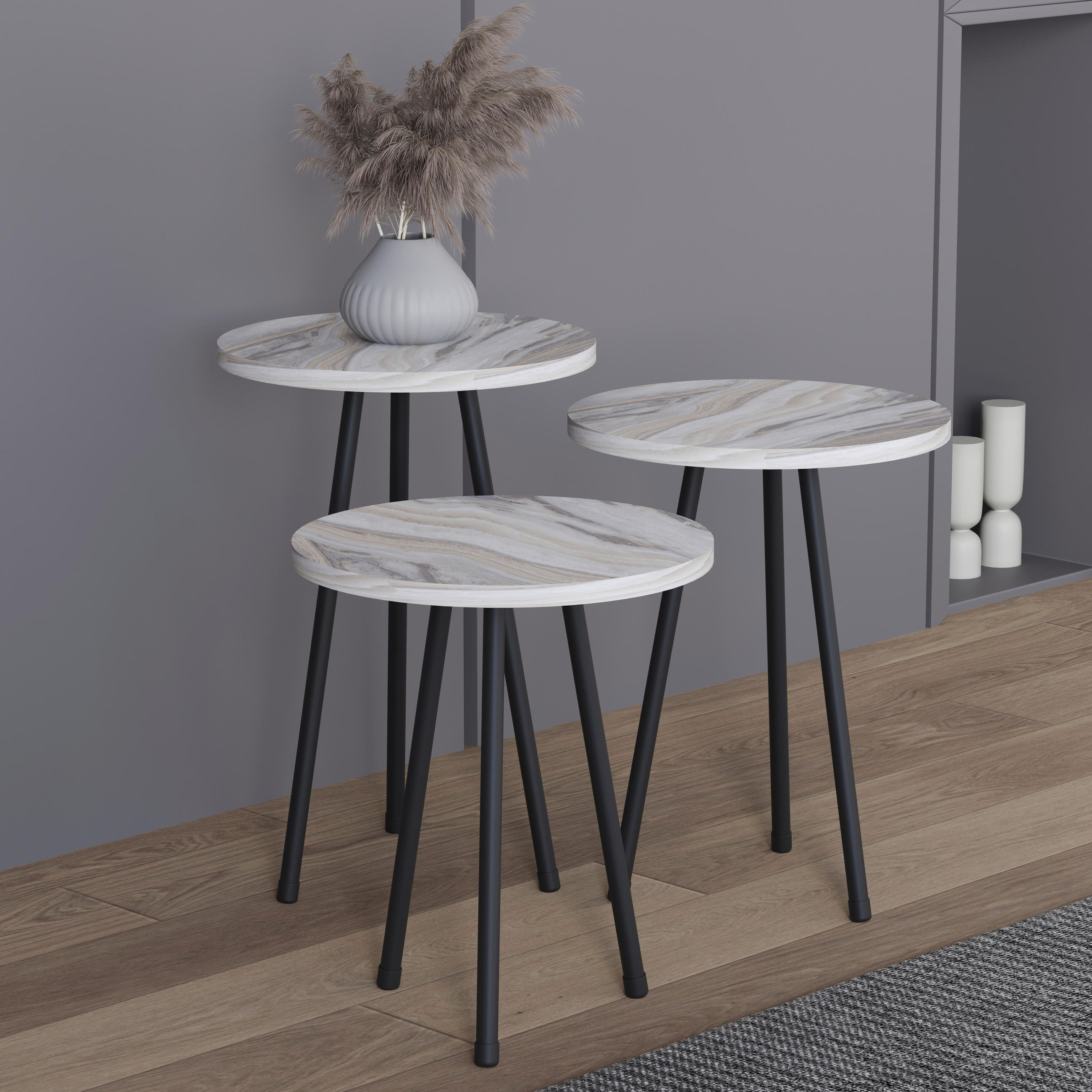 SIDOBORD SET i trämaterial  - vit/svart, Design, trämaterial (35cm) - MID.YOU