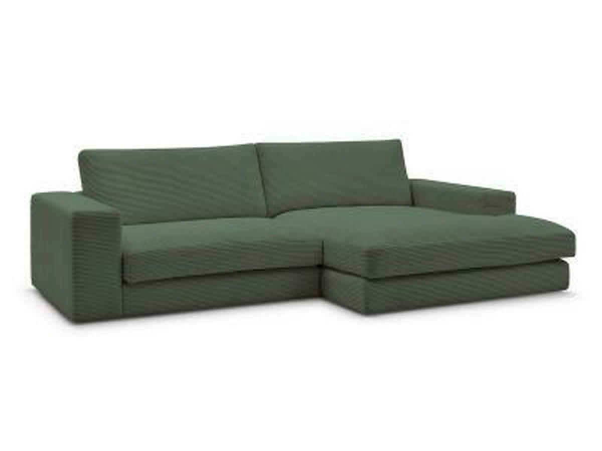 ECKSOFA  LEONARD Dunkelgrün Cord  - Dunkelgrün/Schwarz, MODERN, Kunststoff/Textil (274/159cm)