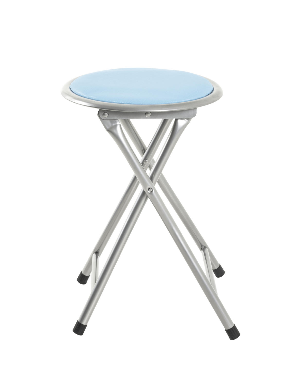 KLAPPHOCKER Lederlook Alufarben, Hellblau  - Alufarben/Hellblau, Design, Textil/Metall (30/45/30cm) - Carryhome