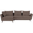 ECKSOFA in Webstoff Braun  - Schwarz/Braun, Design, Textil/Metall (182/280cm) - Carryhome