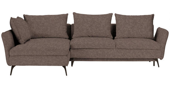 ECKSOFA in Webstoff Braun 182/280 cm - Schwarz/Braun, Design, Textil/Metall (182/280cm) - Carryhome