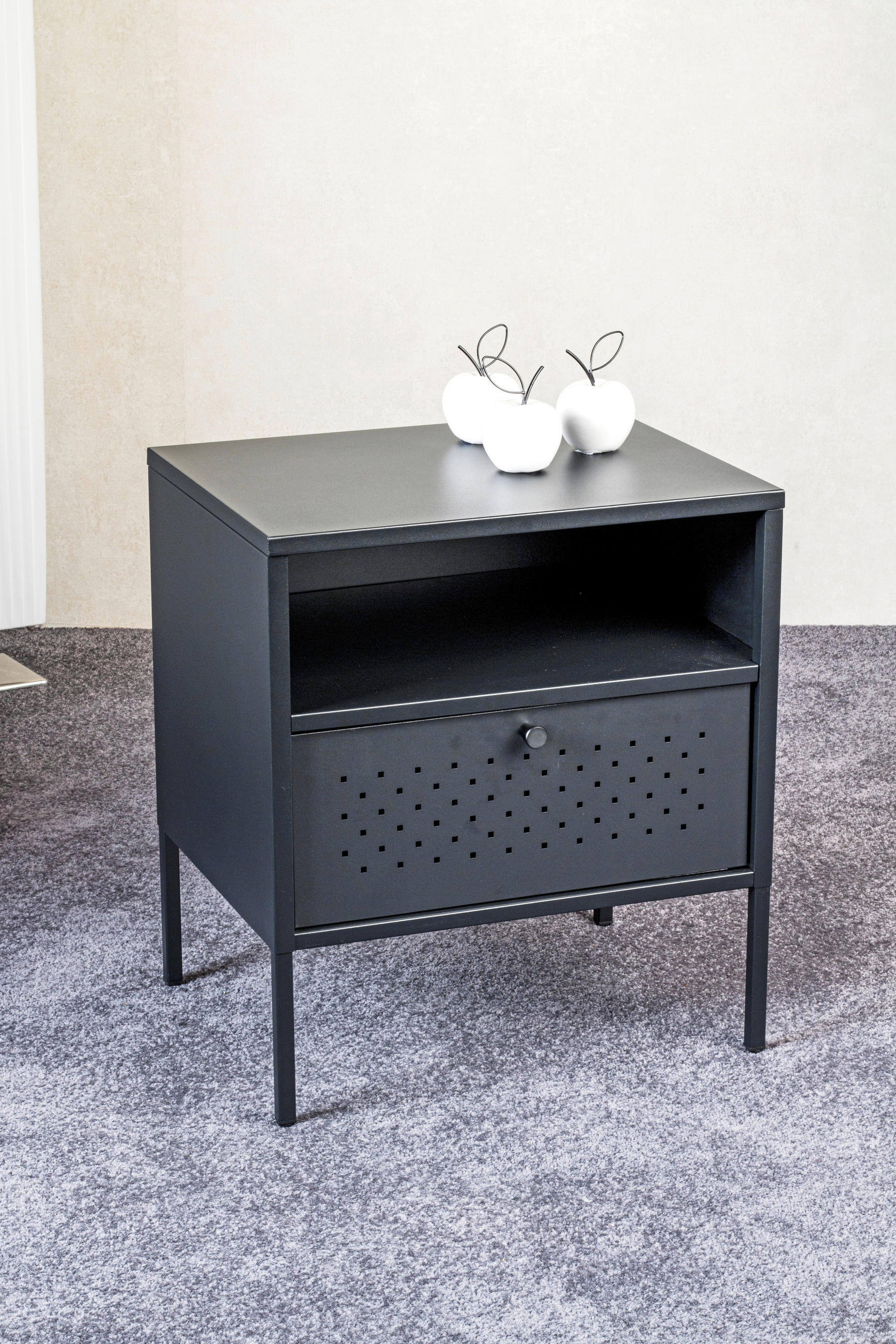 NACHTSCHRANK 45/50/35 cm  - Schwarz/Grau, Design, Metall (45/50/35cm)