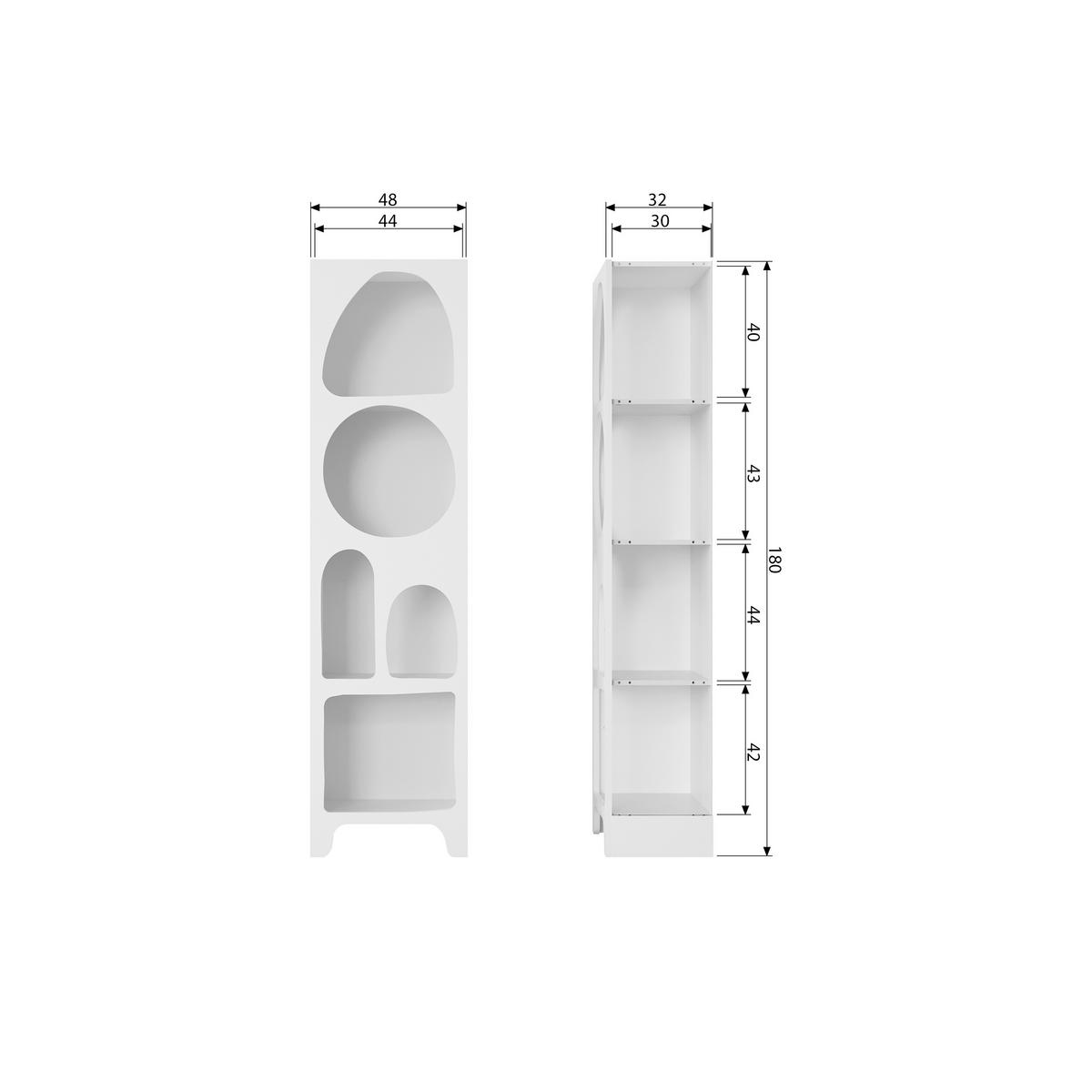 REGAL Weiß  - Weiß, KONVENTIONELL, Holzwerkstoff (48/180/32cm) - Ambia Home
