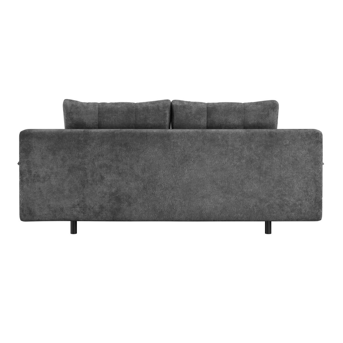 SCHLAFSOFA  mit Liegefunktion, Schlafen auf Sitzhöhe, Rücken echt Chenille Schwarz  - Schwarz, KONVENTIONELL, Textil/Metall (203/94/96cm) - Carryhome