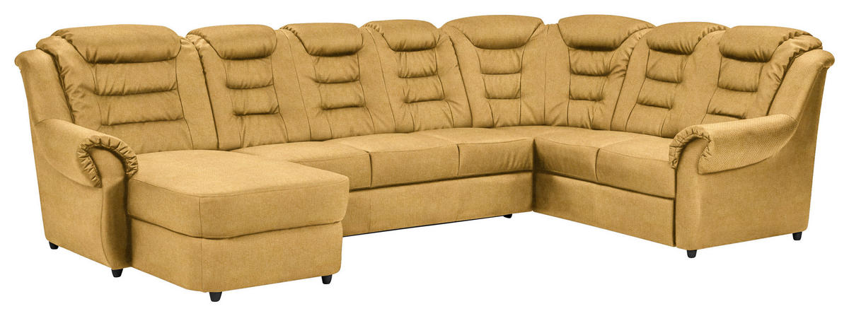 WOHNLANDSCHAFT in Chenille Gelb  - Gelb/Schwarz, Konventionell, Kunststoff/Textil (165/333/216cm) - Livetastic