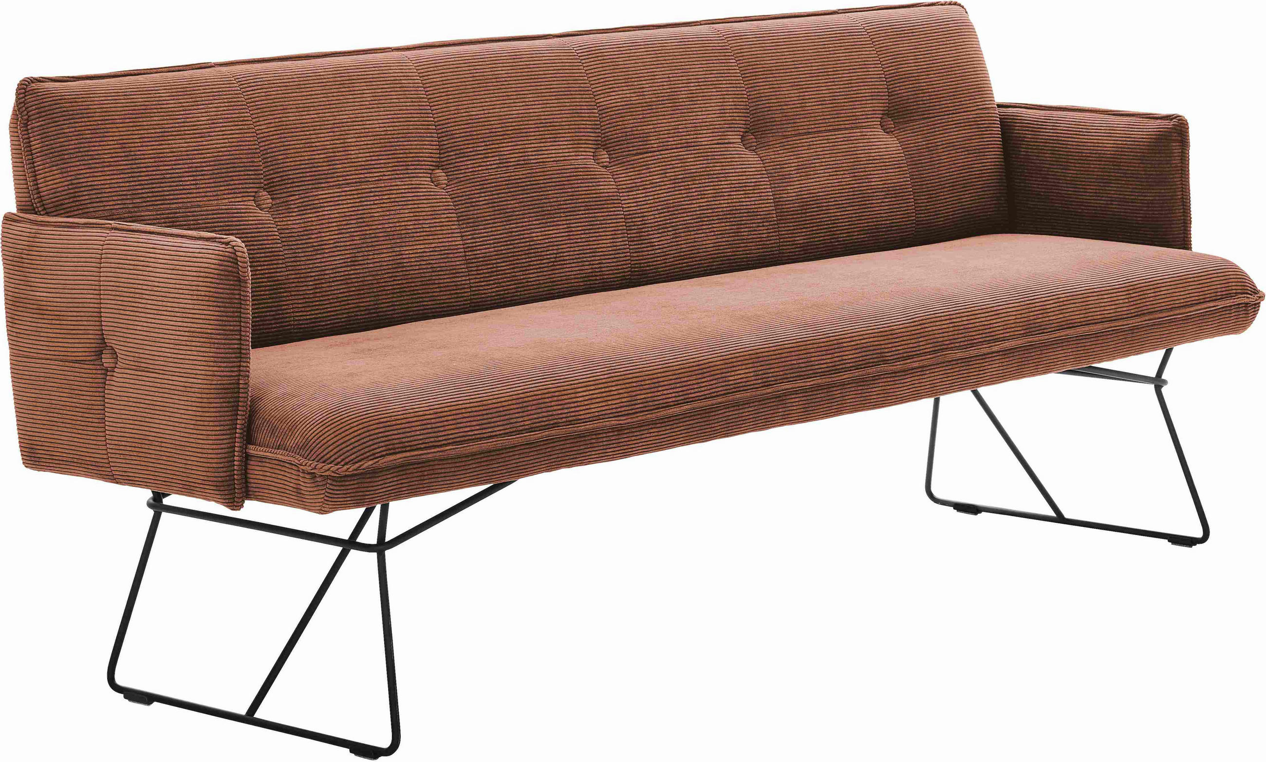 SITZBANK 212/89/70 cm Feincord Rostfarben Metall  - Rostfarben/Schwarz, Design, Textil/Metall (212/89/70cm) - Pure Home Lifestyle