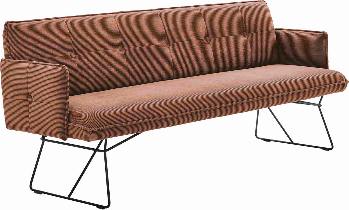 SITZBANK in Textil Rostfarben  - Rostfarben/Schwarz, Design, Textil/Metall (212/89/70cm) - Pure Home Lifestyle