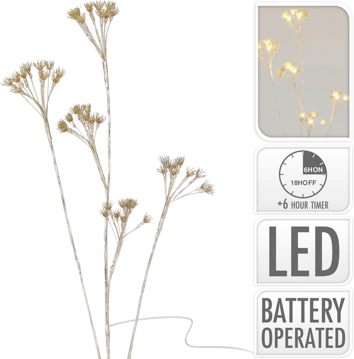 LED-DEKOLEUCHTE   - Goldfarben, Basics, Kunststoff (90cm) - X-Mas