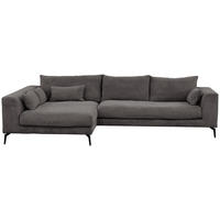 ECKSOFA in Cord Grau  - Schwarz/Grau, Design, Textil/Metall (172/313cm) - Livetastic