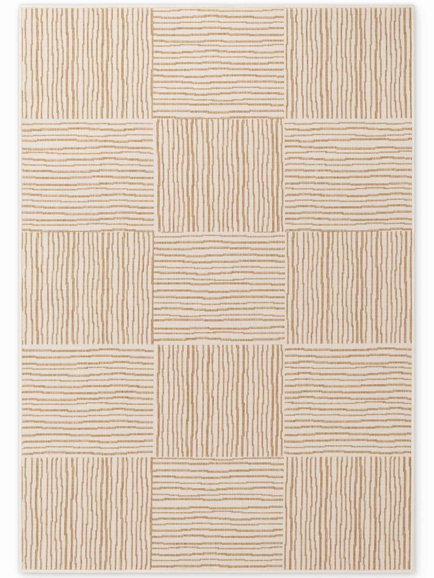 FLACHWEBETEPPICH  Wohnzimmer 160/230 cm Haringey Weiß, Sandfarben rechteckig  - Sandfarben/Weiß, Design, Kunststoff (160/230cm) - Hanse Home