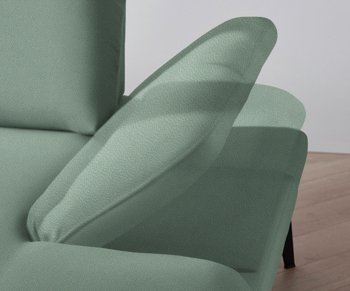 ECKSOFA in Flachgewebe Mintgrün  - Schwarz/Mintgrün, Design, Textil/Metall (180/289cm) - Stylife