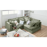 ECKSOFA STELLA in Webstoff Olivgrün Zierkissen, Rückenkissen  222/238 cm  - Schwarz/Olivgrün, Design, Kunststoff/Textil (222/238cm) - P & B