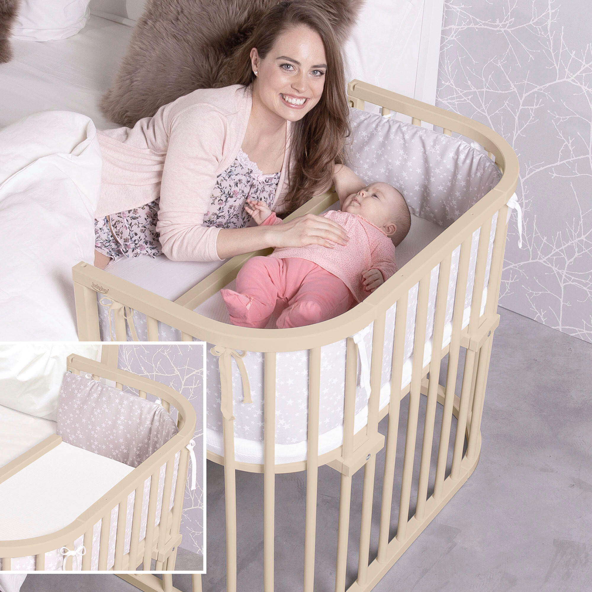 BEISTELLBETT 96/56,50/79 cm  - Beige, Basics, Holz (96/56,50/79cm) - Babybay