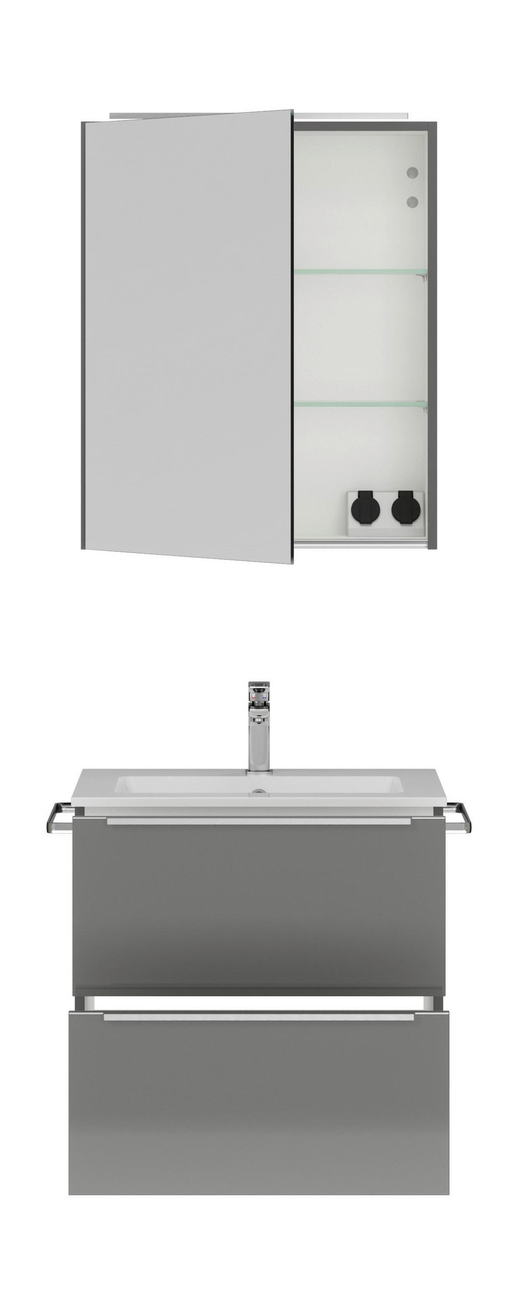 BADEZIMMER  in 61 cm  - Schieferfarben/Edelstahlfarben, MODERN, Holzwerkstoff/Stein (61cm) - Nobilia