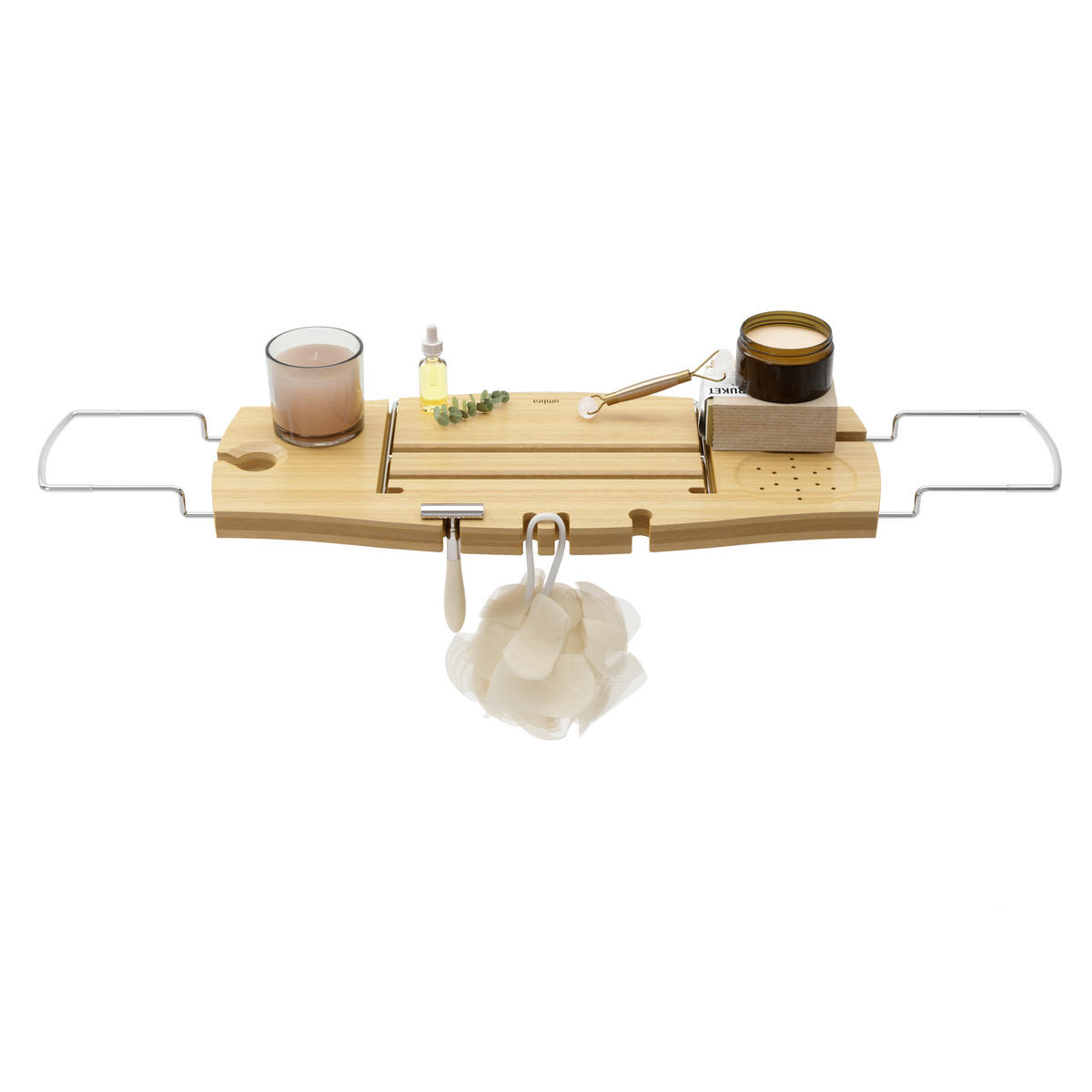 BADEWANNENABLAGE - Naturfarben, KONVENTIONELL, Holz/Metall (22/3/71cm) - Umbra