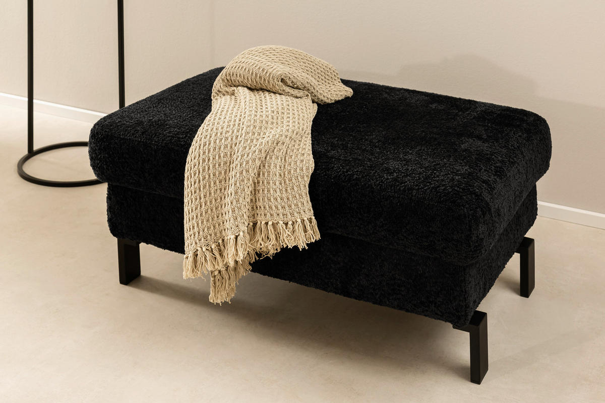 ECKSOFA in Cord Olivgrün  - Schwarz/Olivgrün, Design, Textil/Metall (298/185cm) - Pure Home Lifestyle