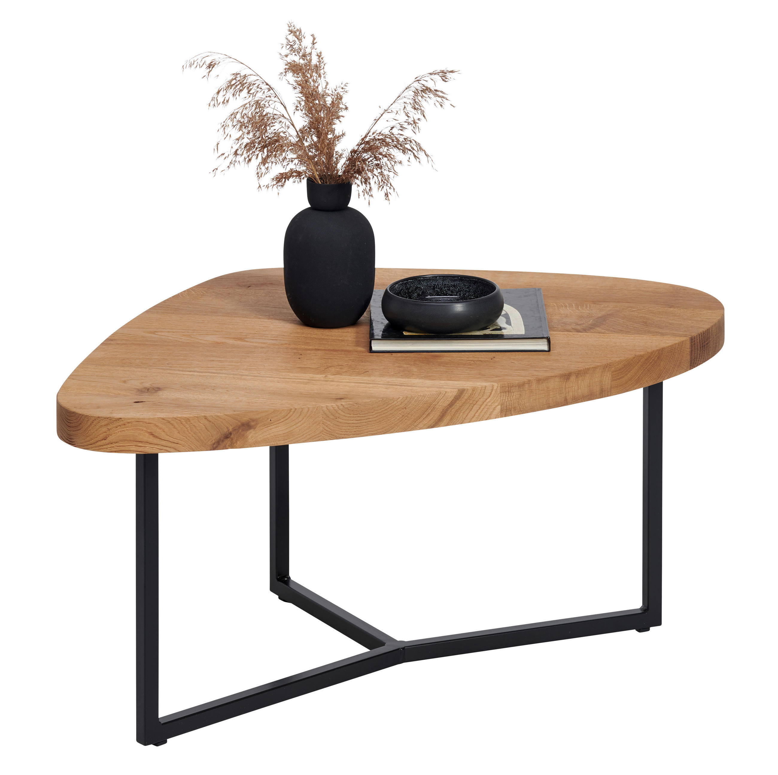 COUCHTISCH in Holz, Metall 100/100/38,5 cm  - Eichefarben/Schwarz, Natur, Holz/Metall (100/100/38,5cm) - Novel