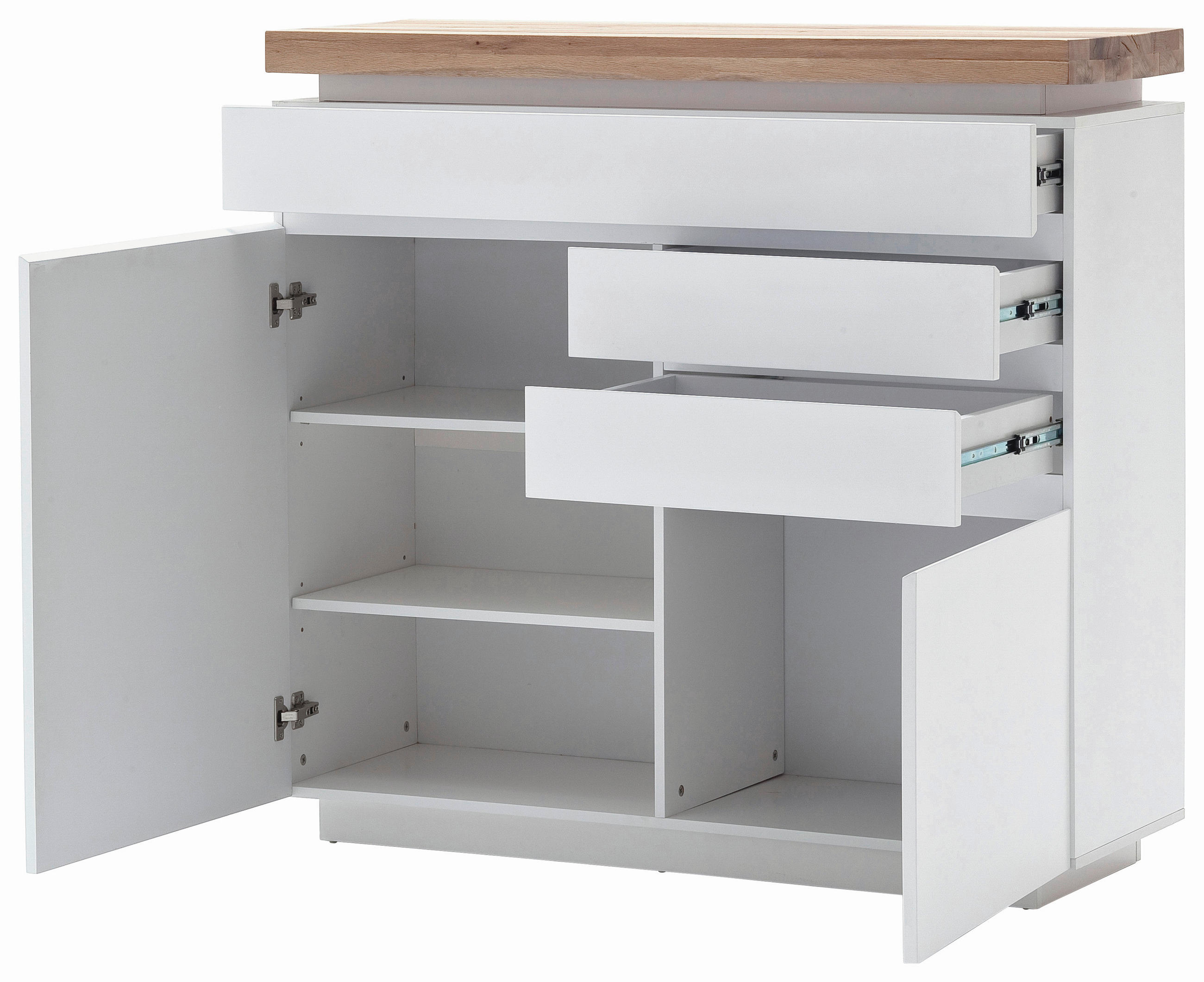 KOMMODE Romina  in 120/114/40 cm  - Eichefarben/Weiß, Design, Holz/Holzwerkstoff (120/114/40cm)
