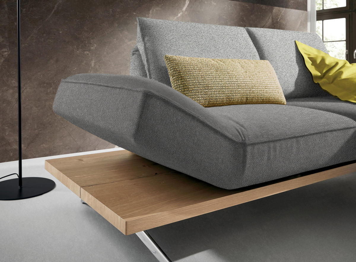 ECKSOFA in Flachgewebe Hellgrau  - Chromfarben/Hellgrau, Design, Holz/Textil (240/132cm) - Koinor