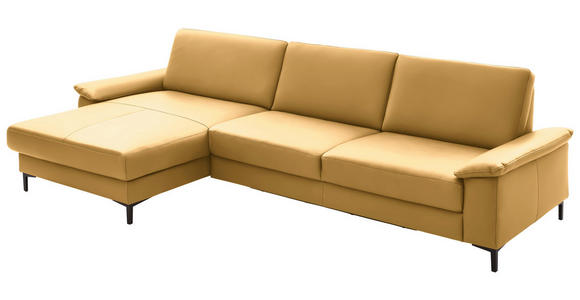 ECKSOFA  in Echtleder Gelb  176/334 cm  - Gelb/Schwarz, Design, Leder/Metall (176/334cm) - Dieter Knoll