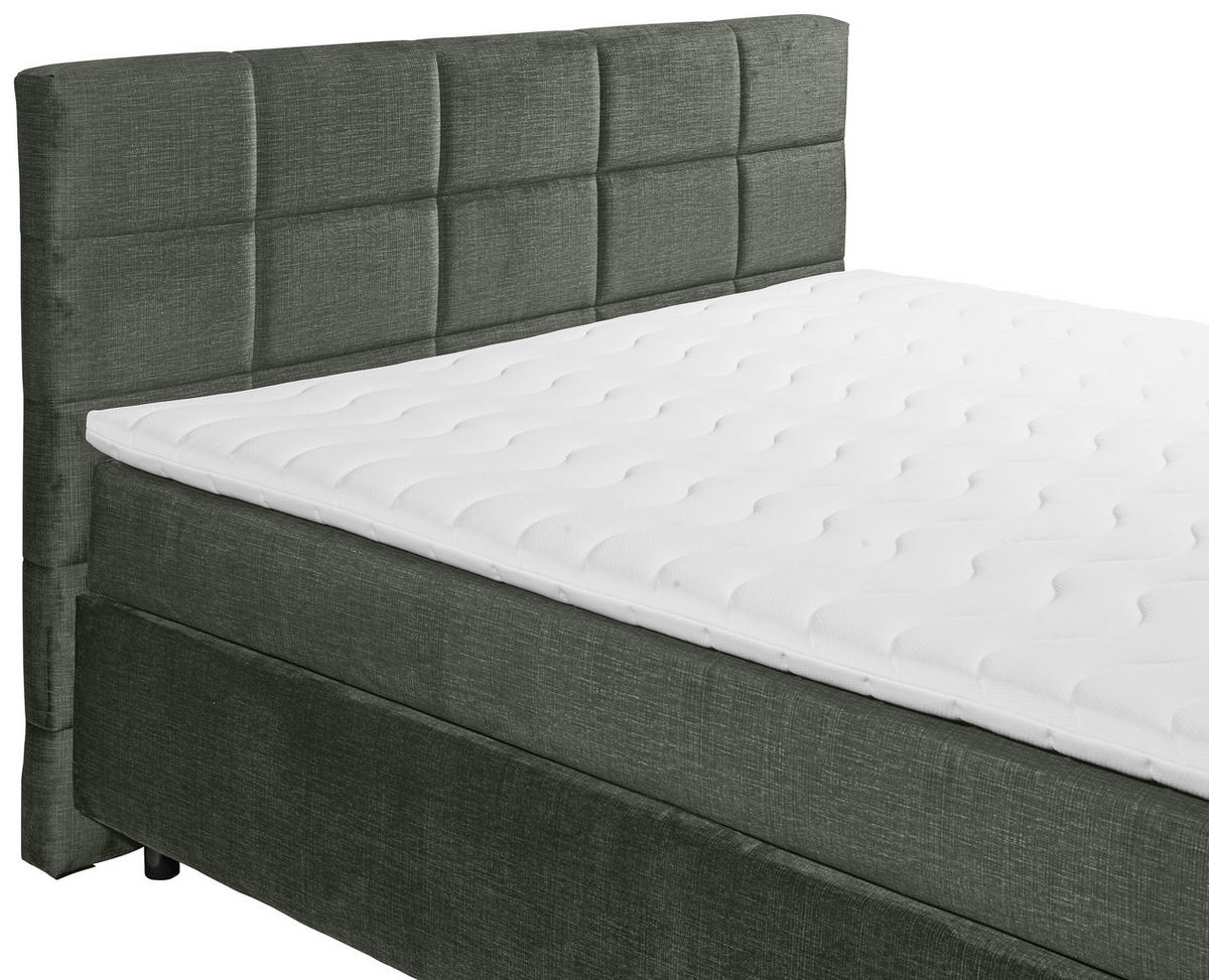 BOXSPRINGBETT 180/200 cm  in Dunkelgrün  - Dunkelgrün/Schwarz, Design, Holzwerkstoff/Kunststoff (180/200cm) - Xora